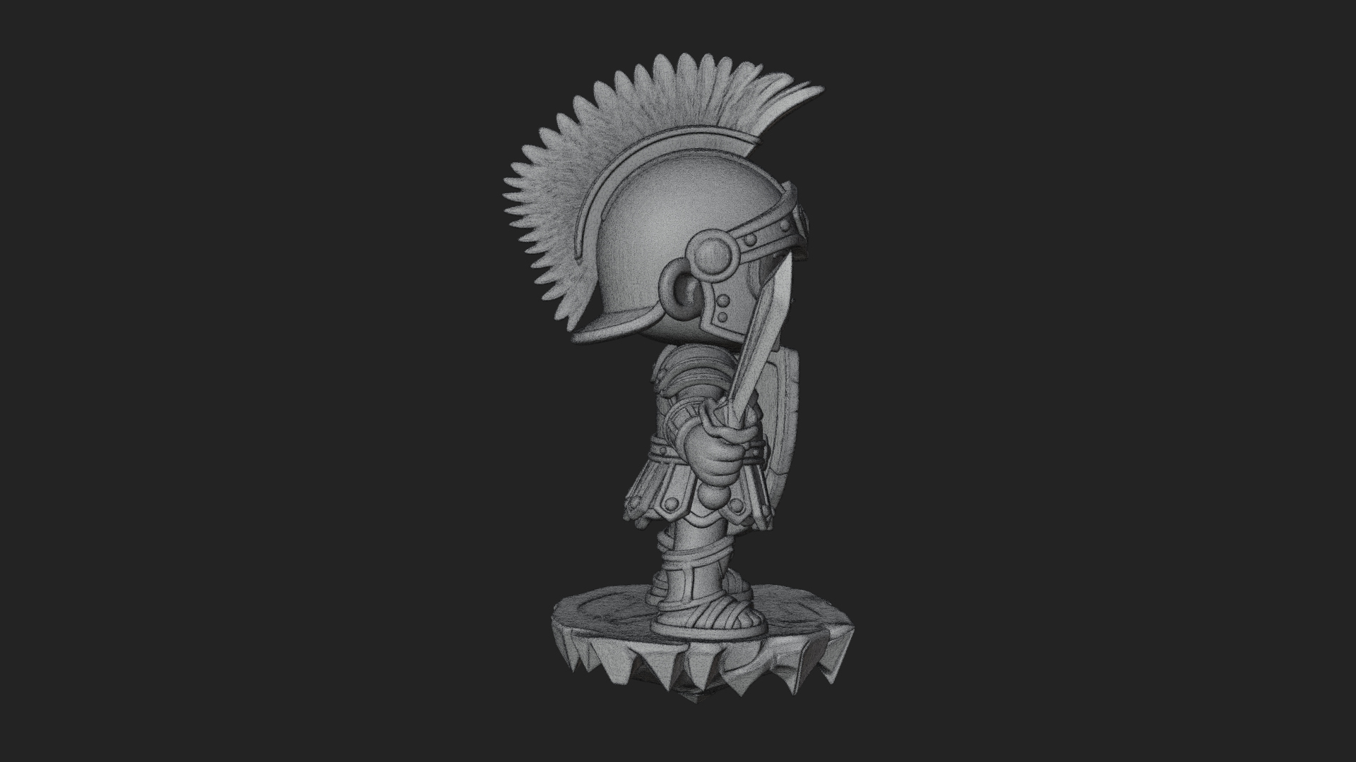 Chibi Crested Helm Soldier Statue Design 1 3D Print Model 3D Model