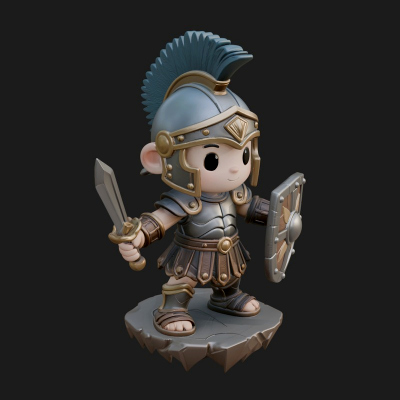 Chibi Crested Helm Soldier Statue Design 1 3D Print Model
