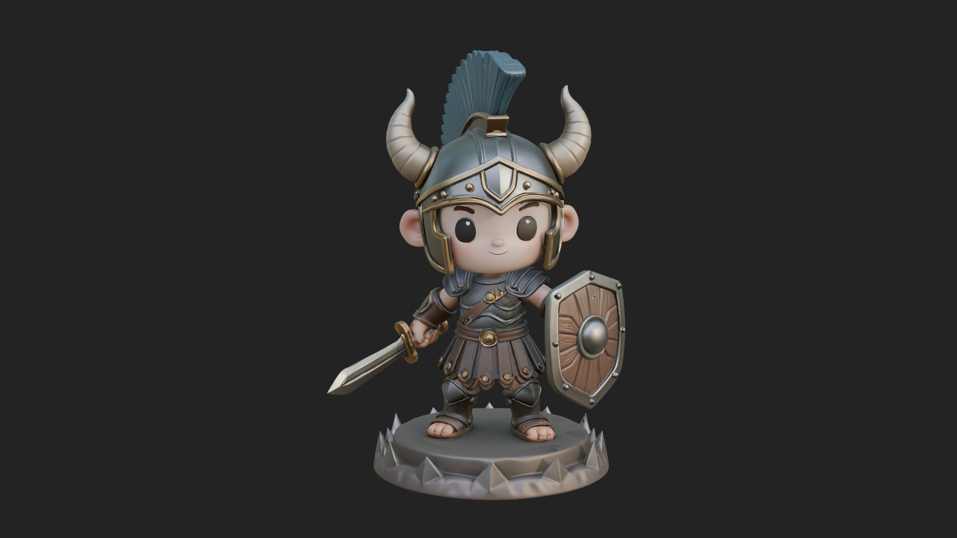 Chibi Crested Helm Soldier Statue Design 2 3D Print Model 3D Model