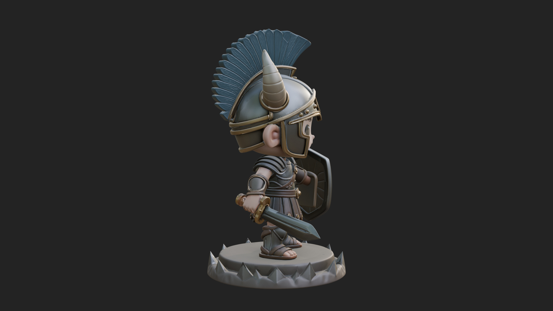 Chibi Crested Helm Soldier Statue Design 2 3D Print Model 3D Model