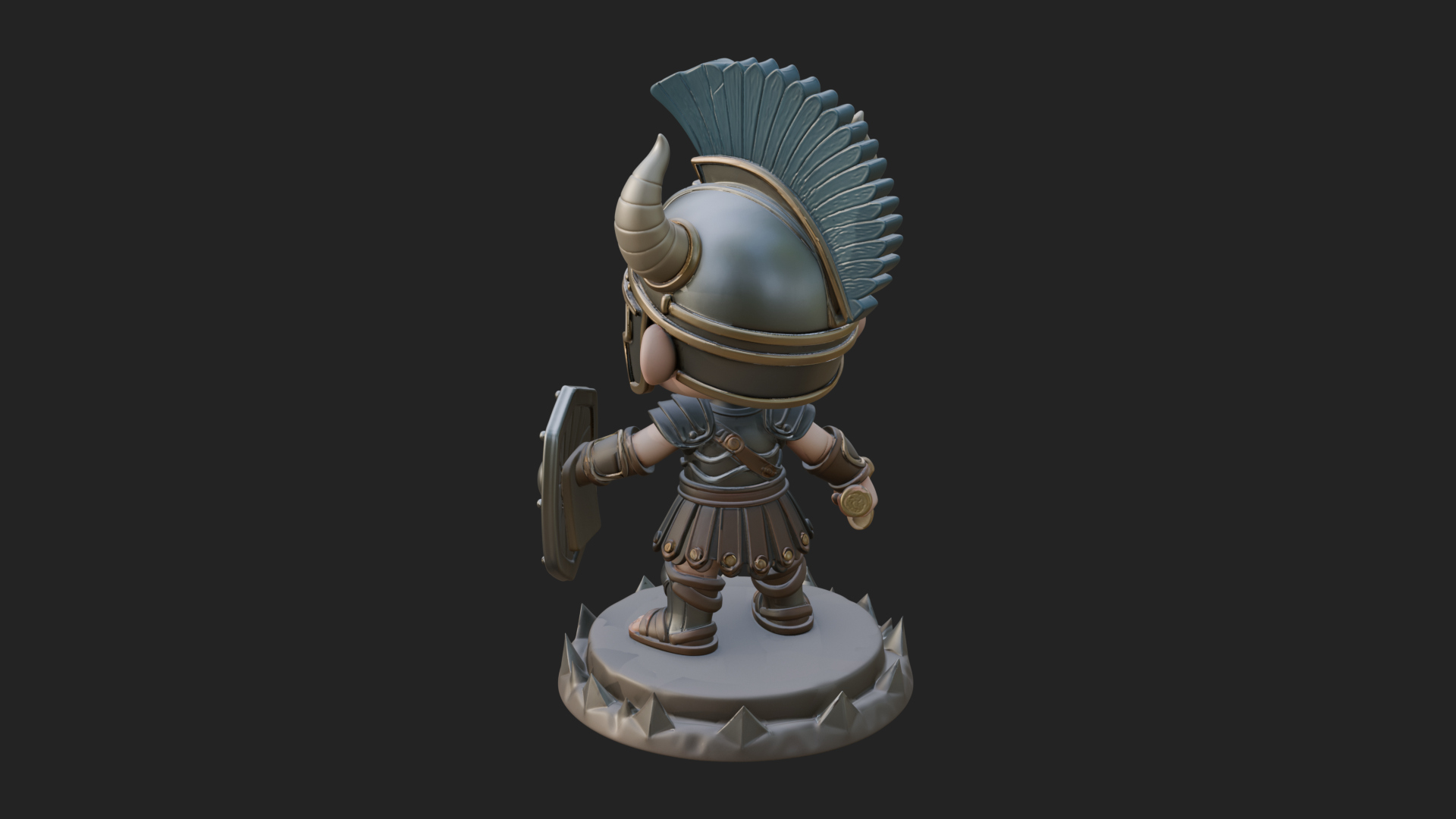 Chibi Crested Helm Soldier Statue Design 2 3D Print Model 3D Model