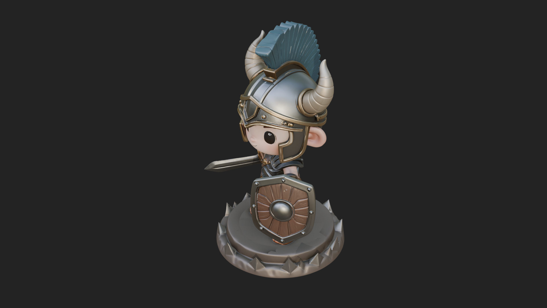 Chibi Crested Helm Soldier Statue Design 2 3D Print Model 3D Model