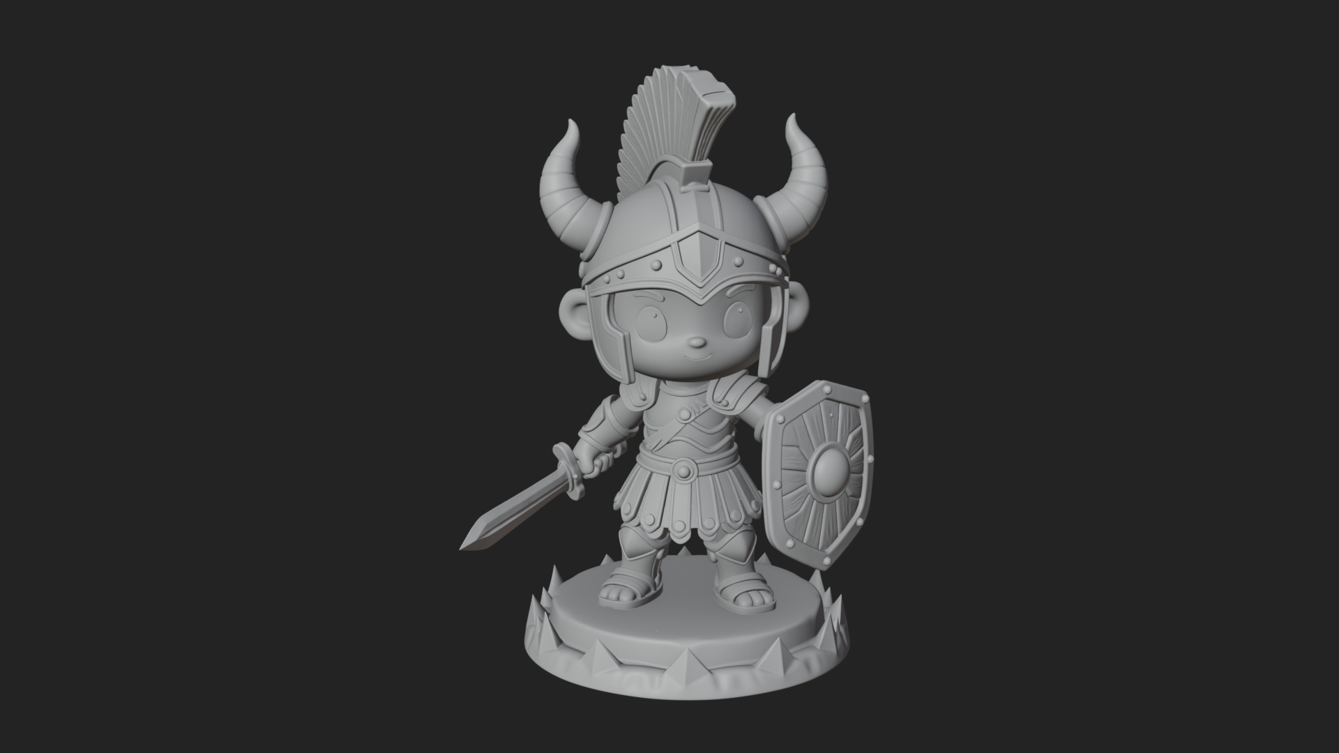 Chibi Crested Helm Soldier Statue Design 2 3D Print Model 3D Model