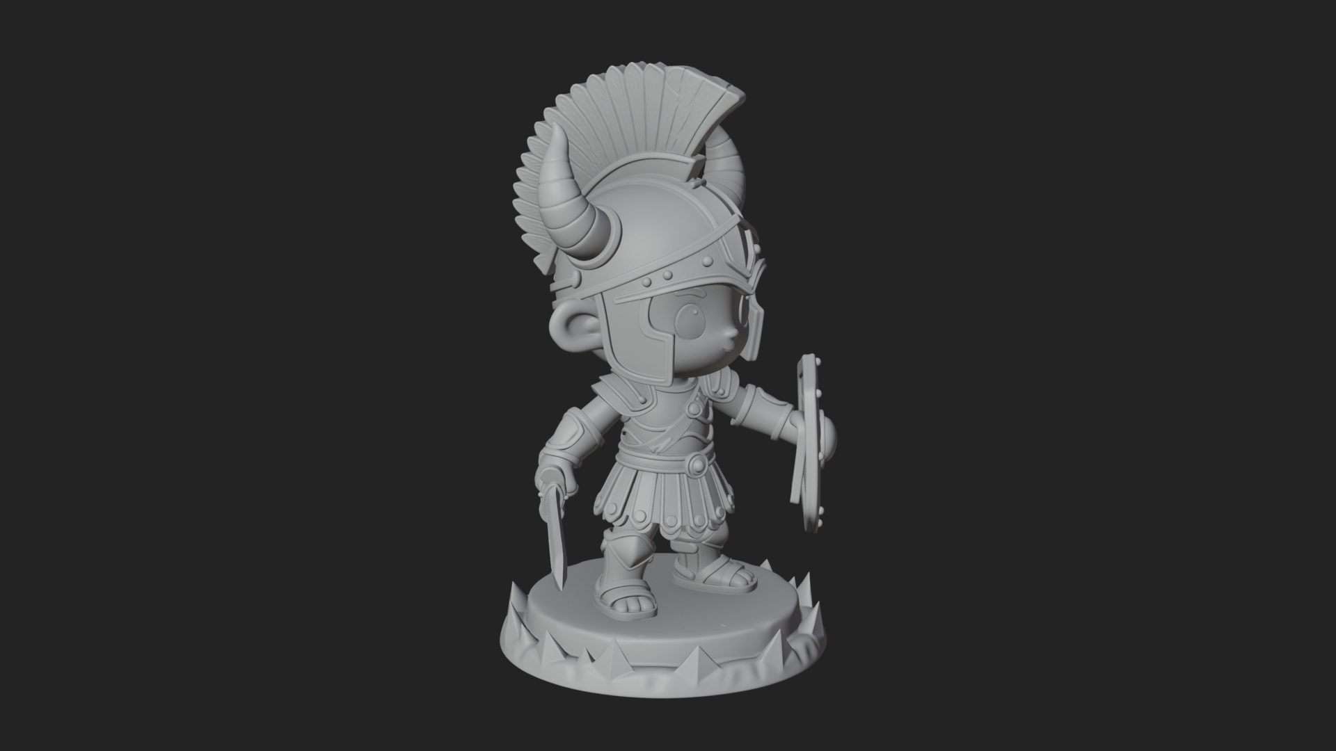 Chibi Crested Helm Soldier Statue Design 2 3D Print Model 3D Model