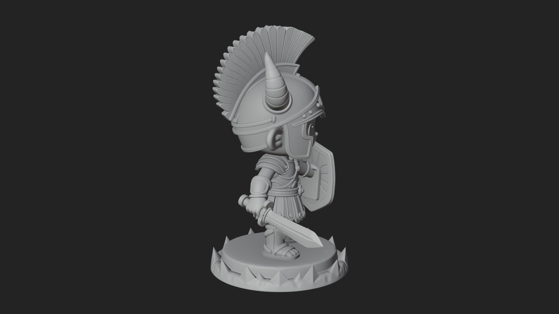 Chibi Crested Helm Soldier Statue Design 2 3D Print Model 3D Model