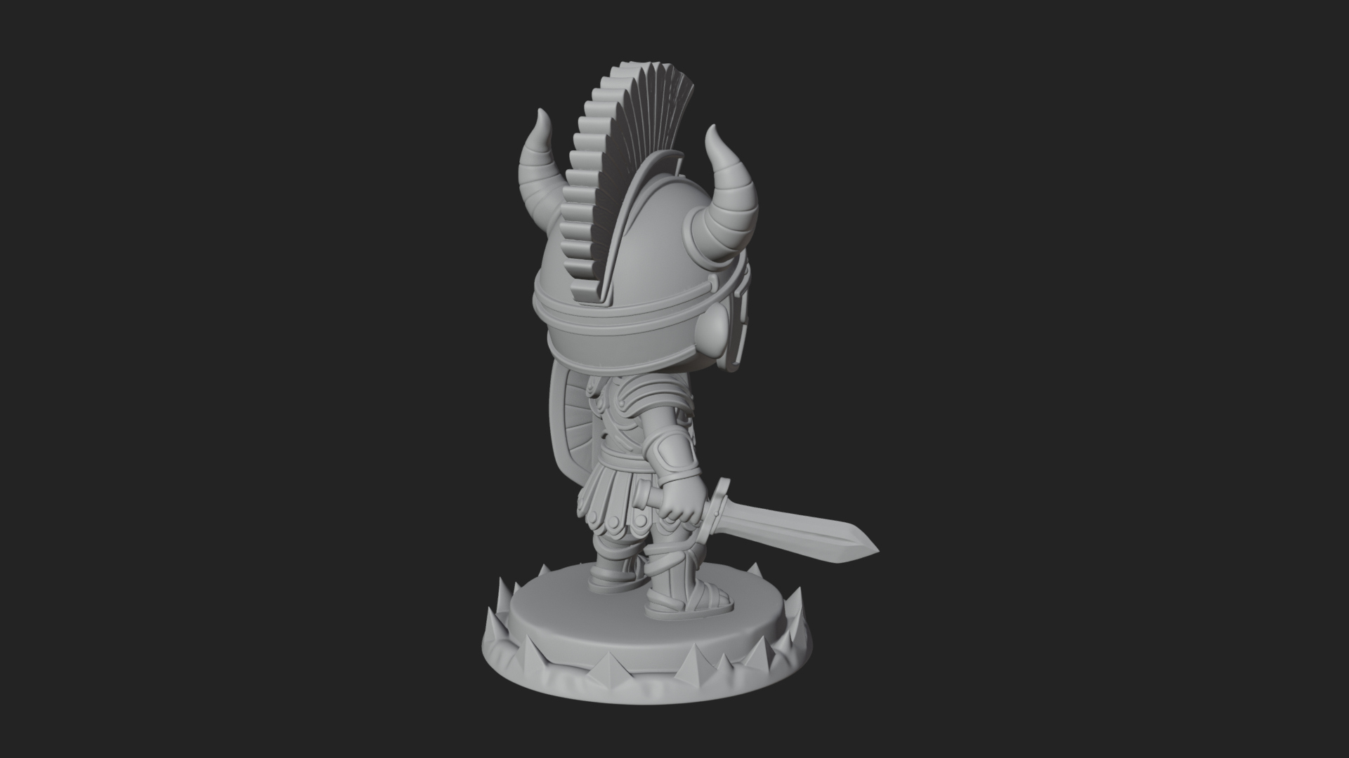 Chibi Crested Helm Soldier Statue Design 2 3D Print Model 3D Model