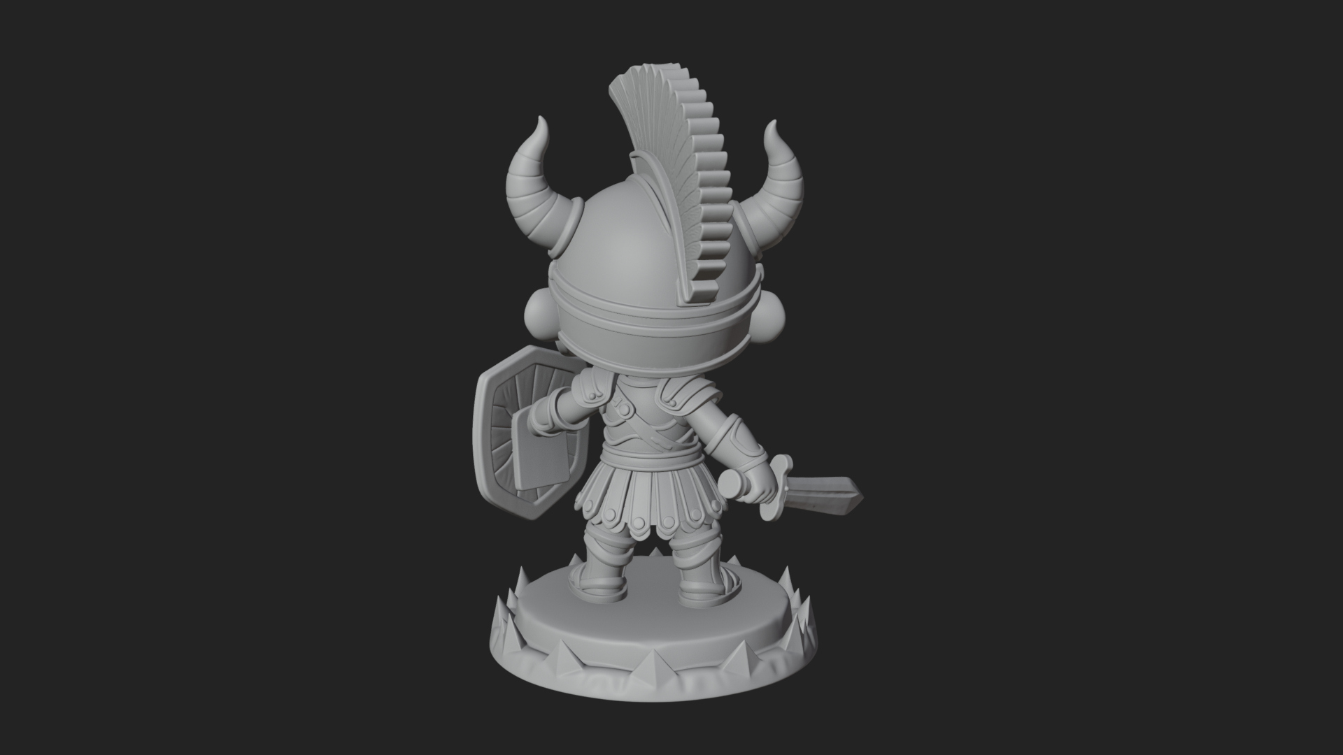 Chibi Crested Helm Soldier Statue Design 2 3D Print Model 3D Model