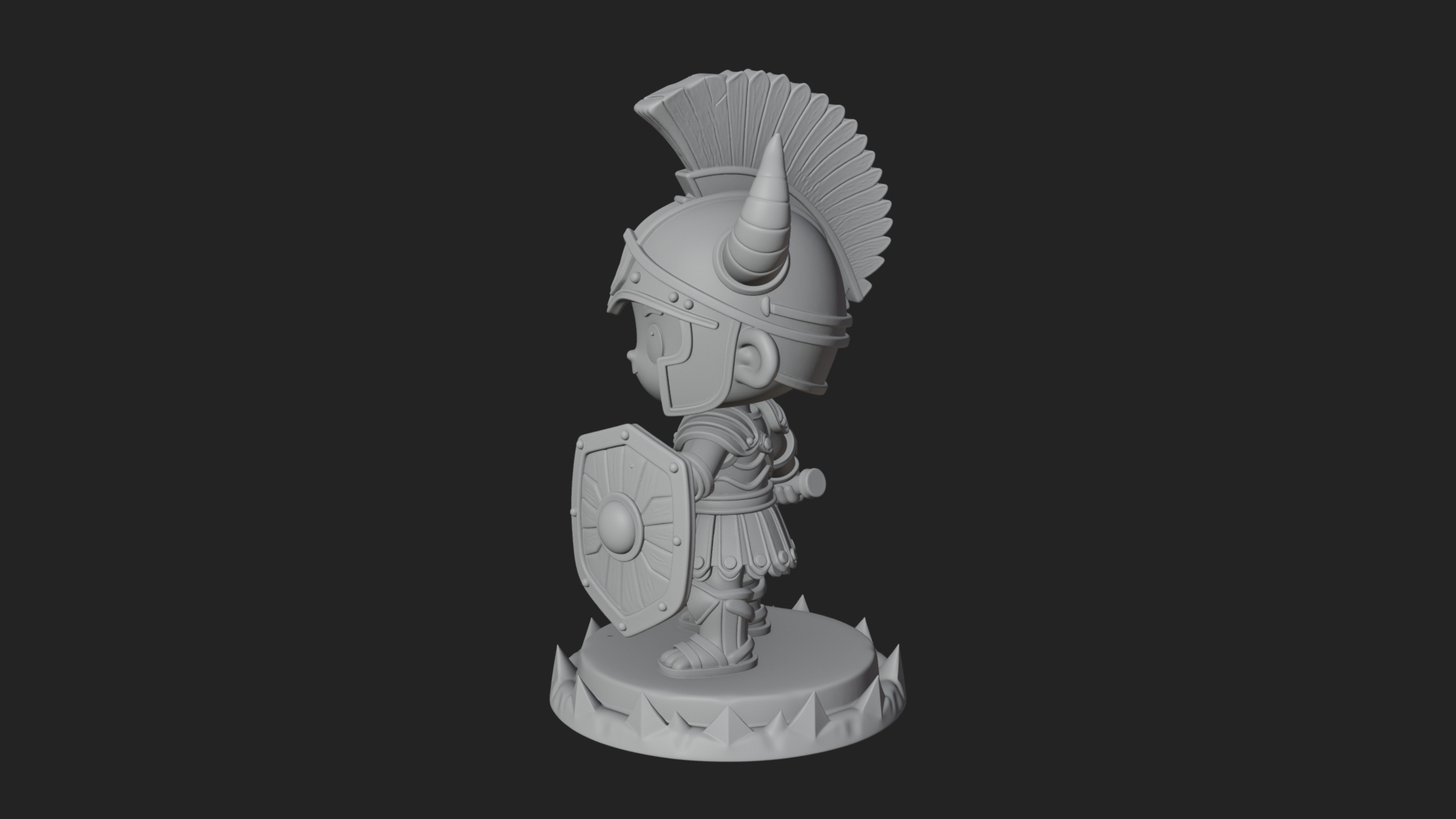 Chibi Crested Helm Soldier Statue Design 2 3D Print Model 3D Model