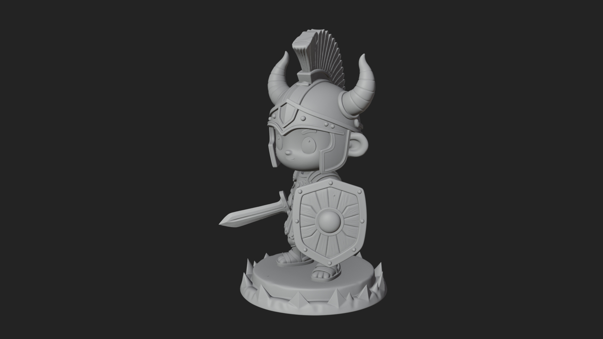 Chibi Crested Helm Soldier Statue Design 2 3D Print Model 3D Model