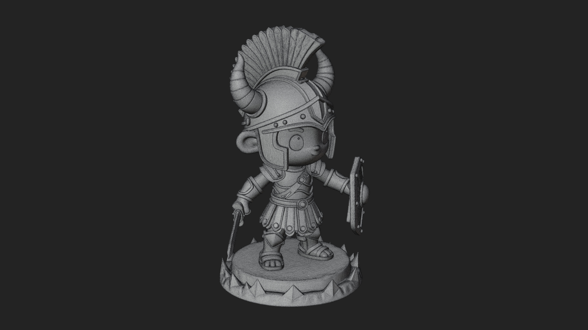 Chibi Crested Helm Soldier Statue Design 2 3D Print Model 3D Model
