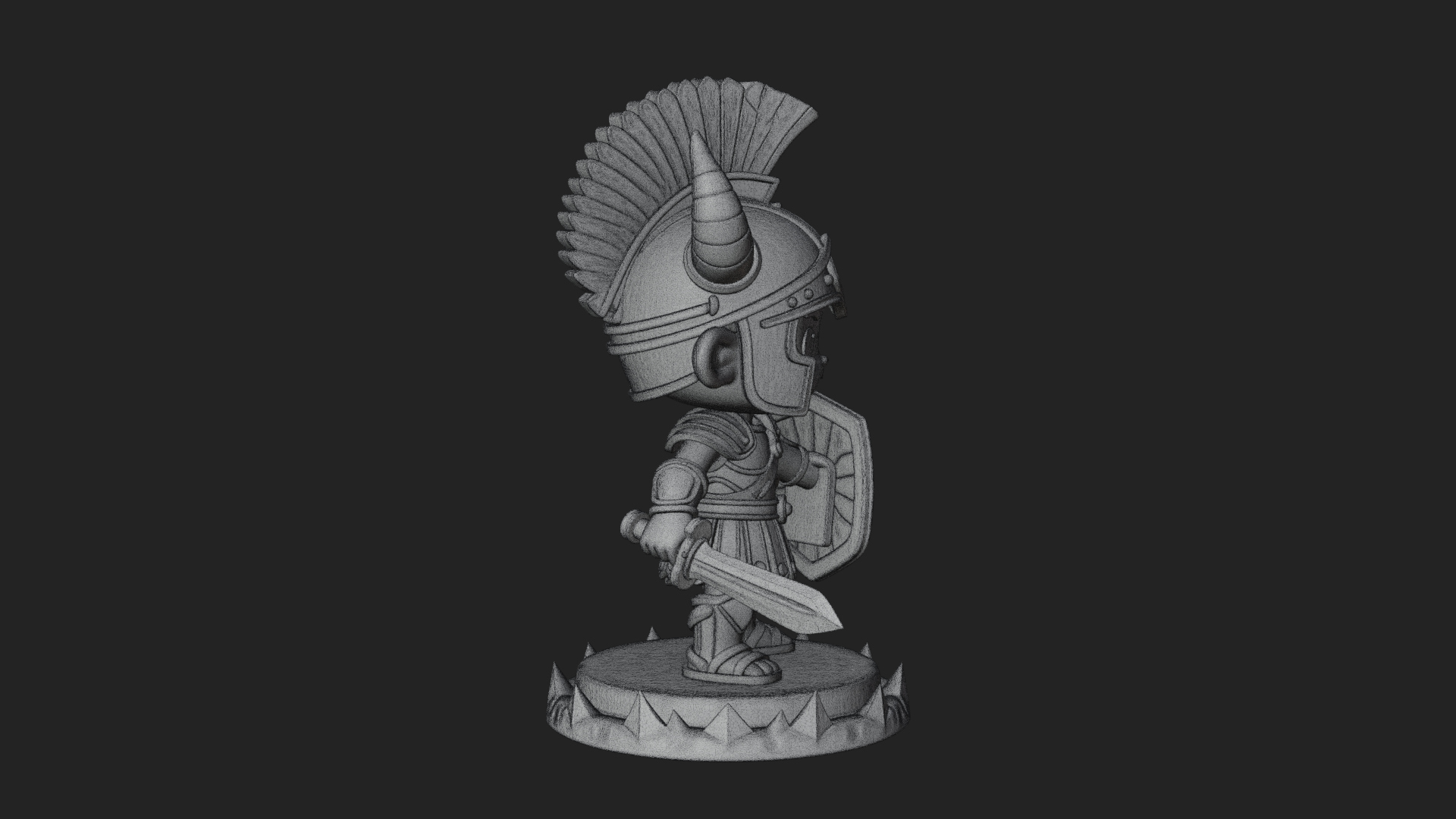 Chibi Crested Helm Soldier Statue Design 2 3D Print Model 3D Model