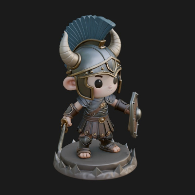 Chibi Crested Helm Soldier Statue Design 2 3D Print Model