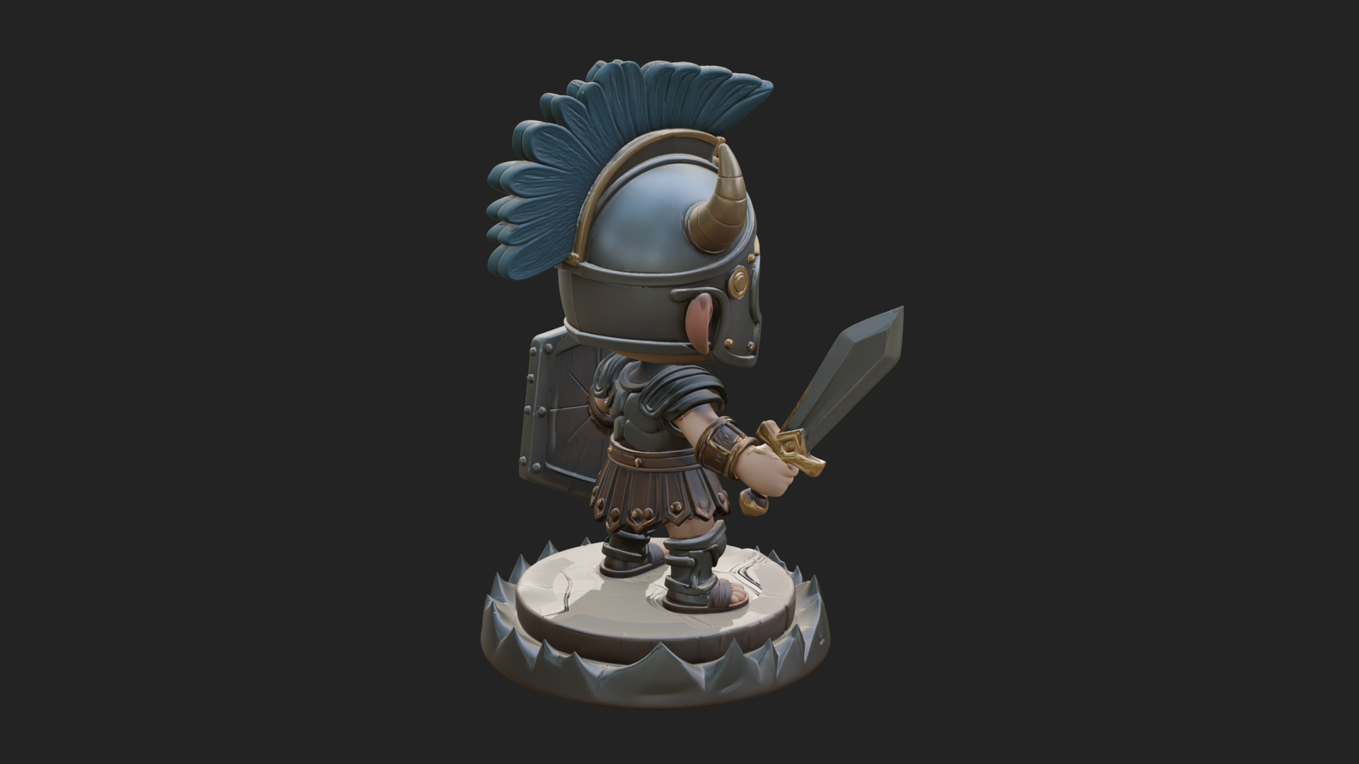 Chibi Crested Helm Soldier Statue Design 3 3D Print Model 3D Model