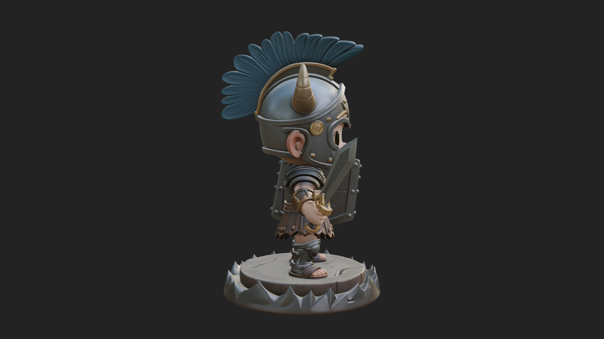 Chibi Crested Helm Soldier Statue Design 3 3D Print Model 3D Model