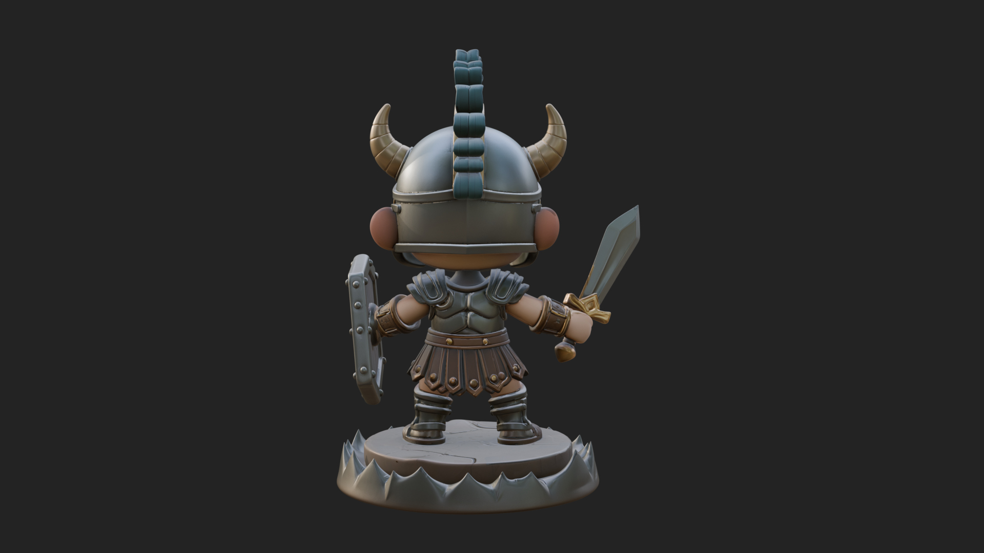 Chibi Crested Helm Soldier Statue Design 3 3D Print Model 3D Model