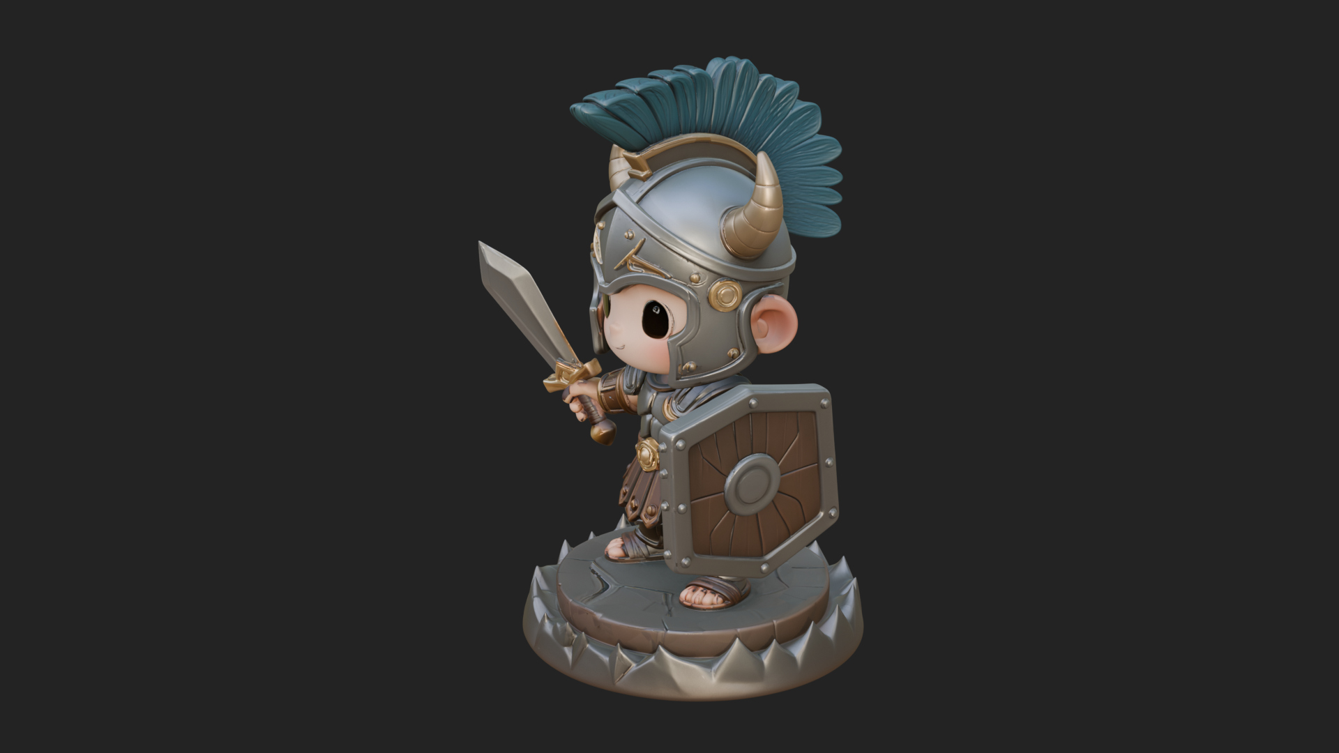 Chibi Crested Helm Soldier Statue Design 3 3D Print Model 3D Model