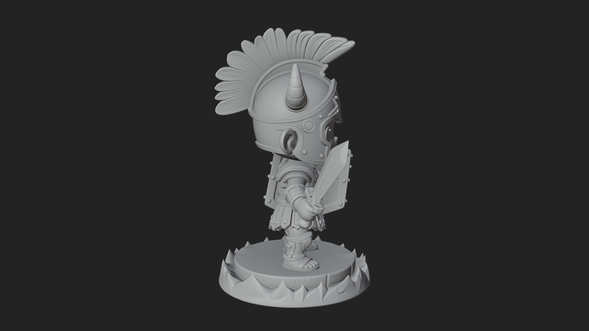 Chibi Crested Helm Soldier Statue Design 3 3D Print Model 3D Model