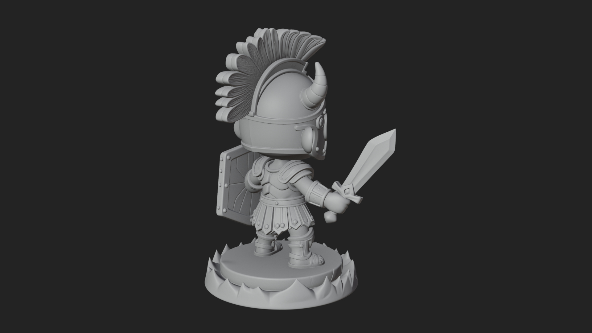 Chibi Crested Helm Soldier Statue Design 3 3D Print Model 3D Model