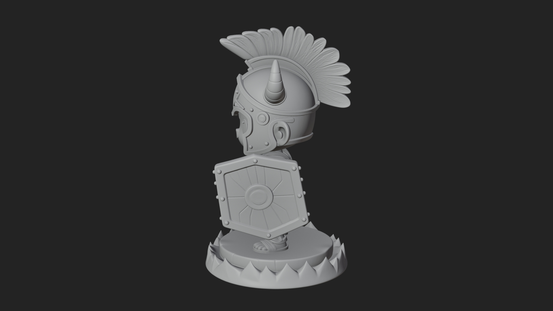 Chibi Crested Helm Soldier Statue Design 3 3D Print Model 3D Model