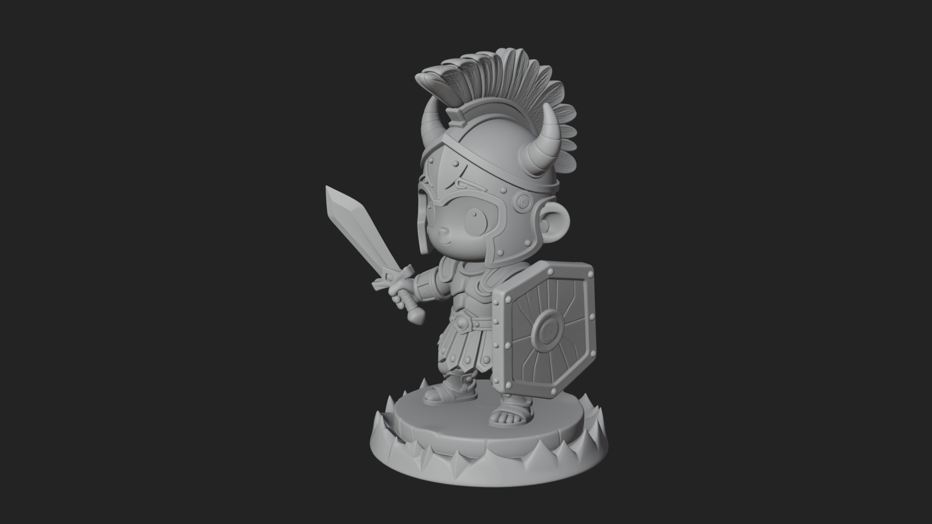Chibi Crested Helm Soldier Statue Design 3 3D Print Model 3D Model
