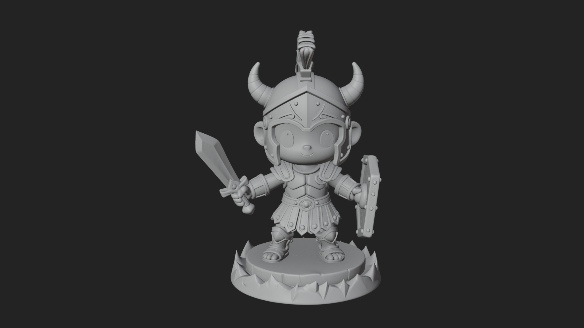 Chibi Crested Helm Soldier Statue Design 3 3D Print Model 3D Model