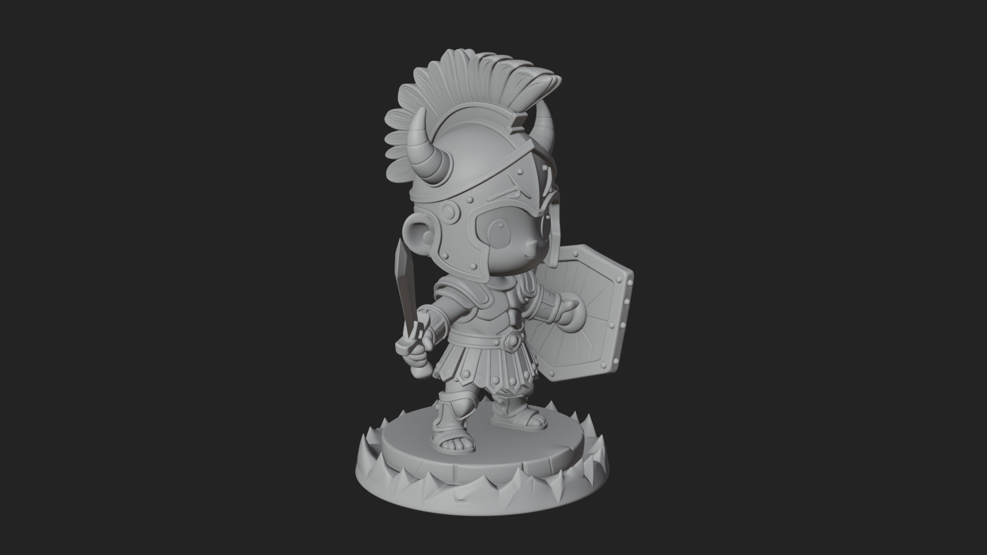 Chibi Crested Helm Soldier Statue Design 3 3D Print Model 3D Model