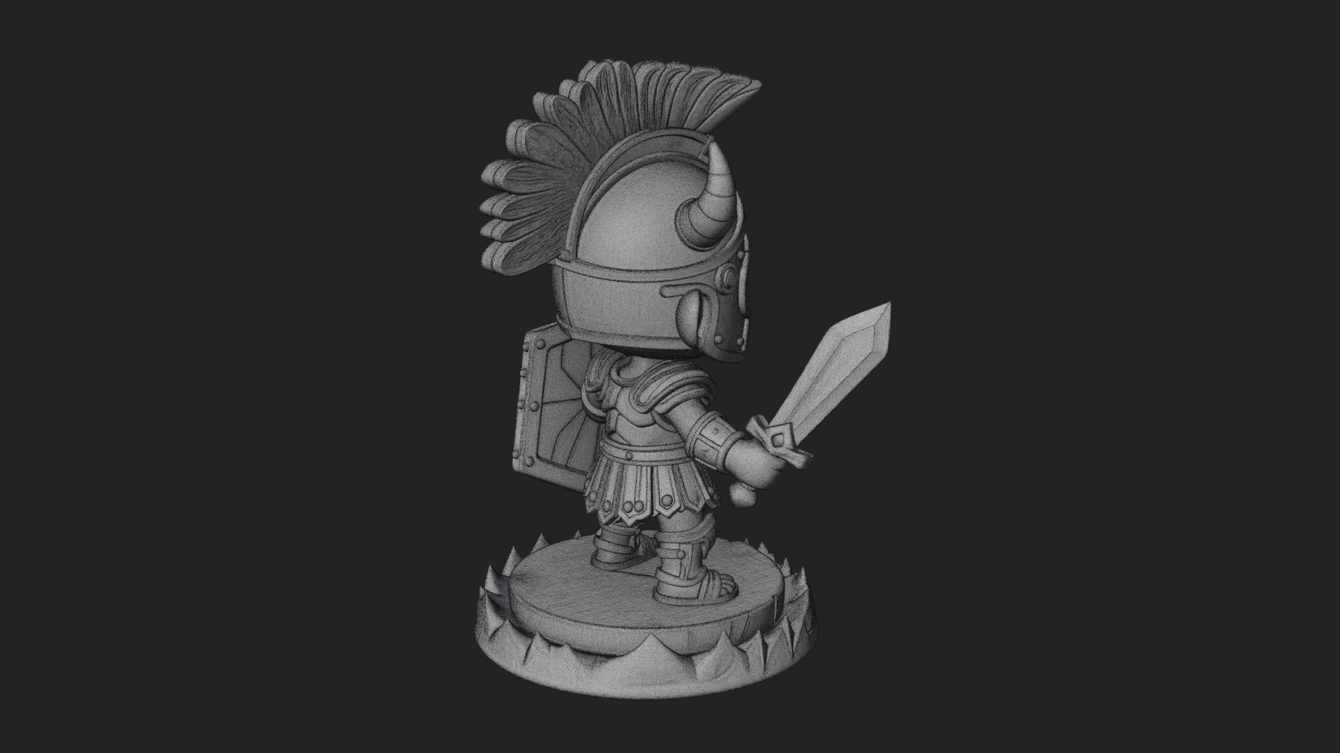 Chibi Crested Helm Soldier Statue Design 3 3D Print Model 3D Model