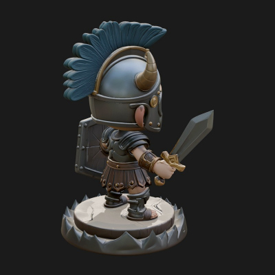 Chibi Crested Helm Soldier Statue Design 3 3D Print Model