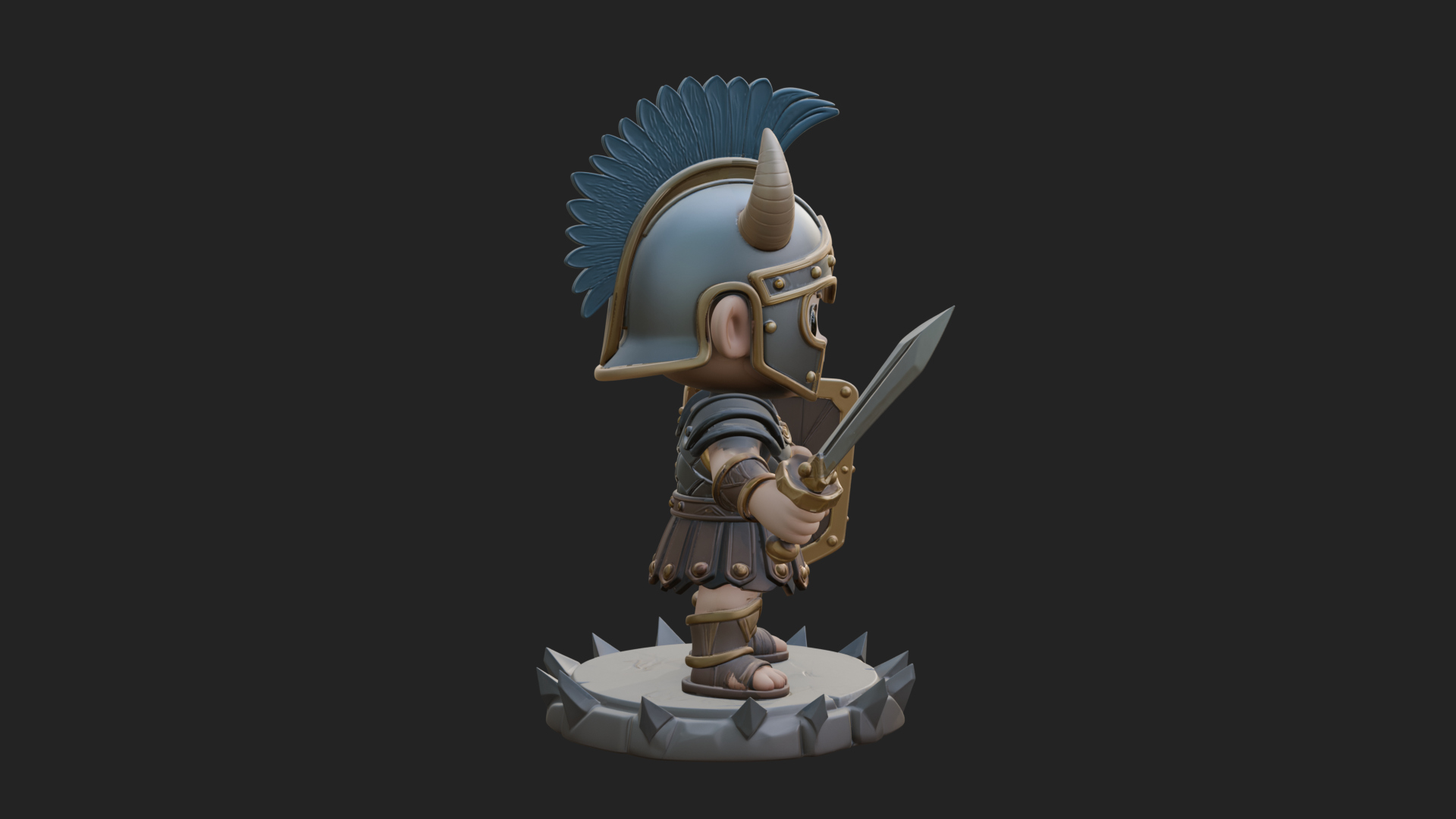 Chibi Crested Helm Soldier Statue Design 4 3D Print Model 3D Model