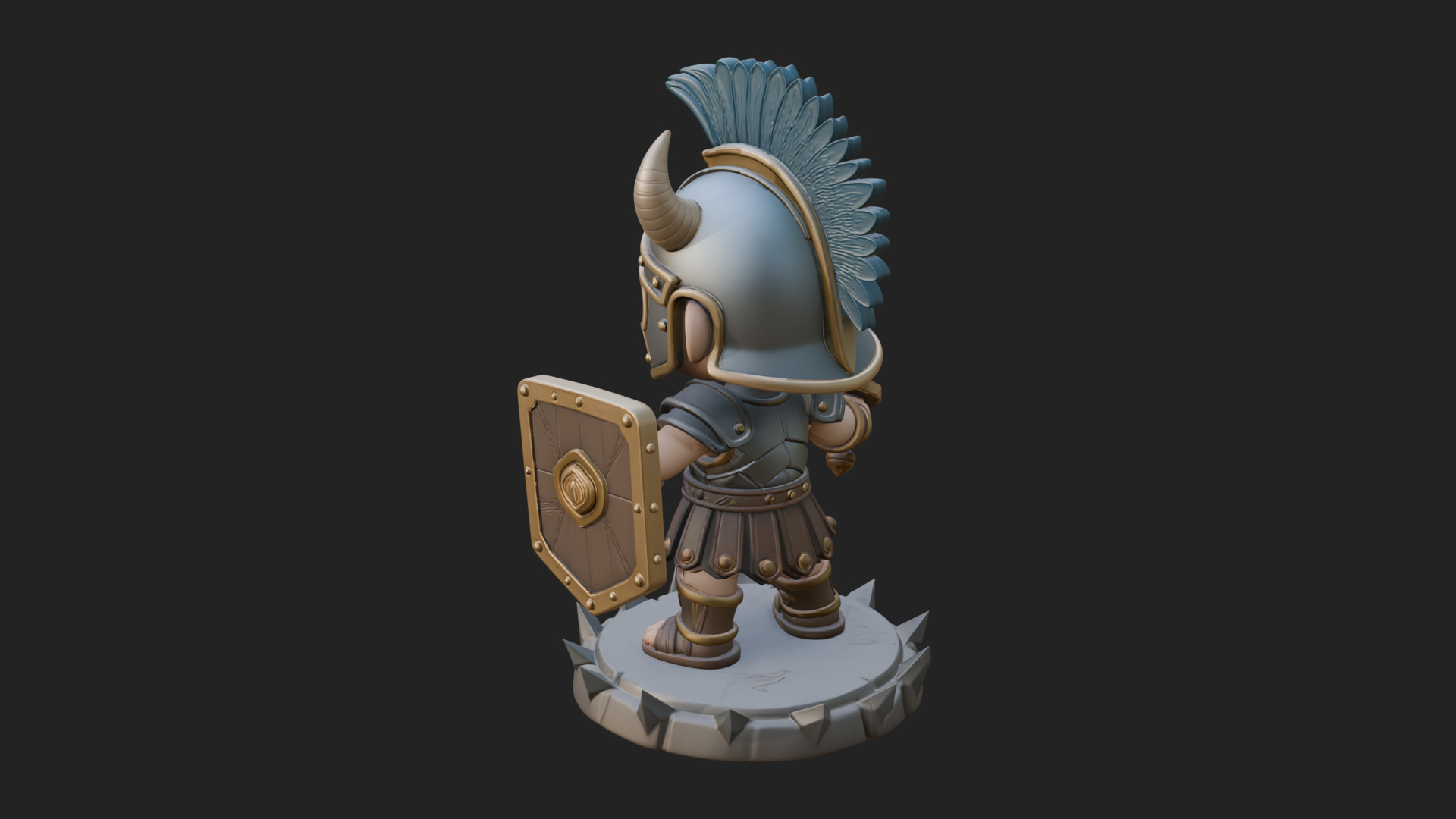Chibi Crested Helm Soldier Statue Design 4 3D Print Model 3D Model