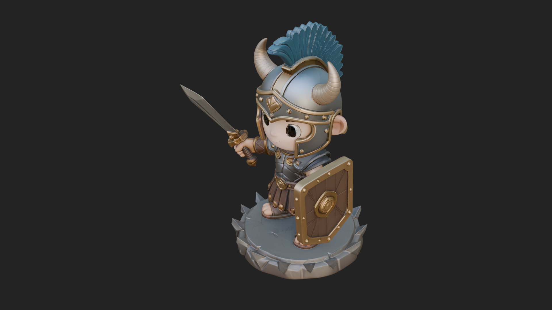Chibi Crested Helm Soldier Statue Design 4 3D Print Model 3D Model