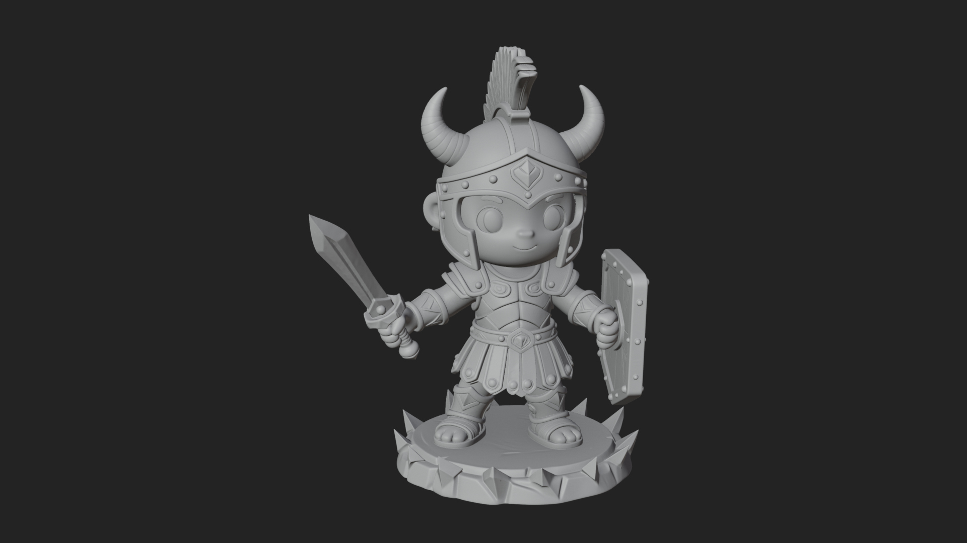 Chibi Crested Helm Soldier Statue Design 4 3D Print Model 3D Model