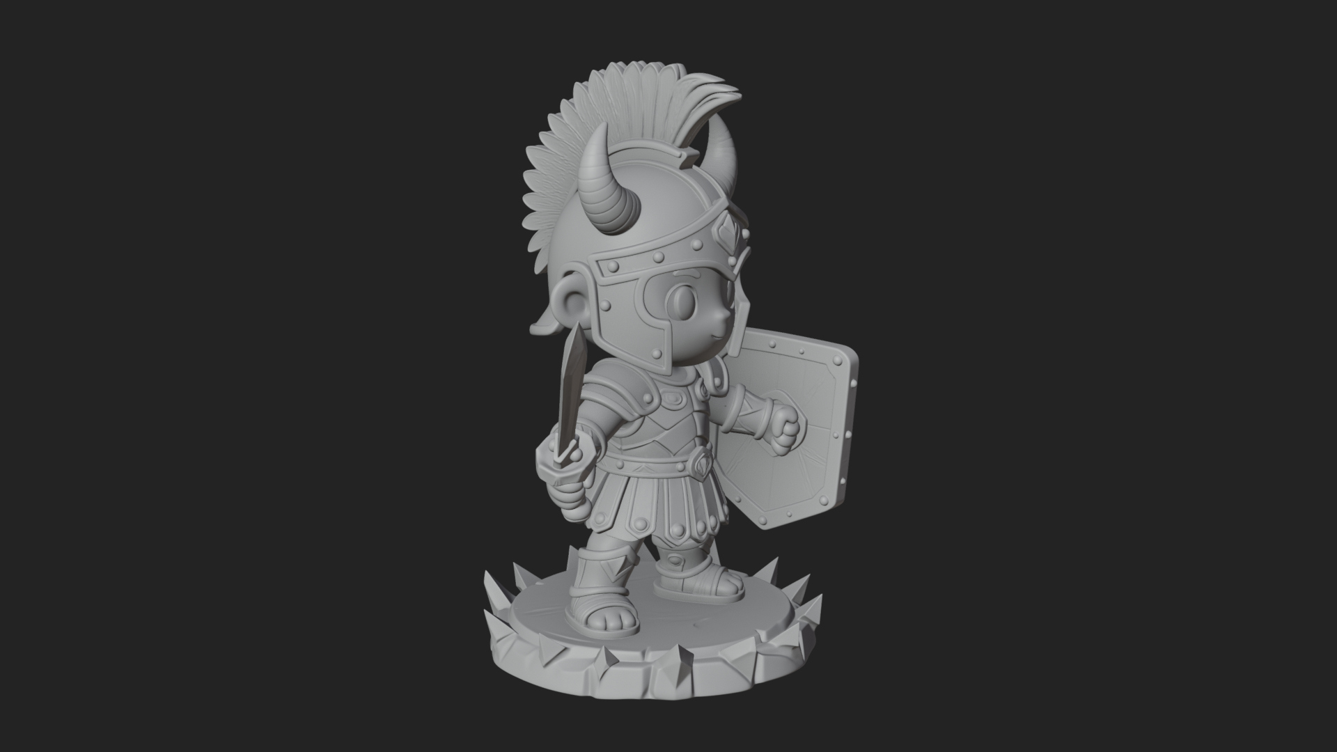 Chibi Crested Helm Soldier Statue Design 4 3D Print Model 3D Model