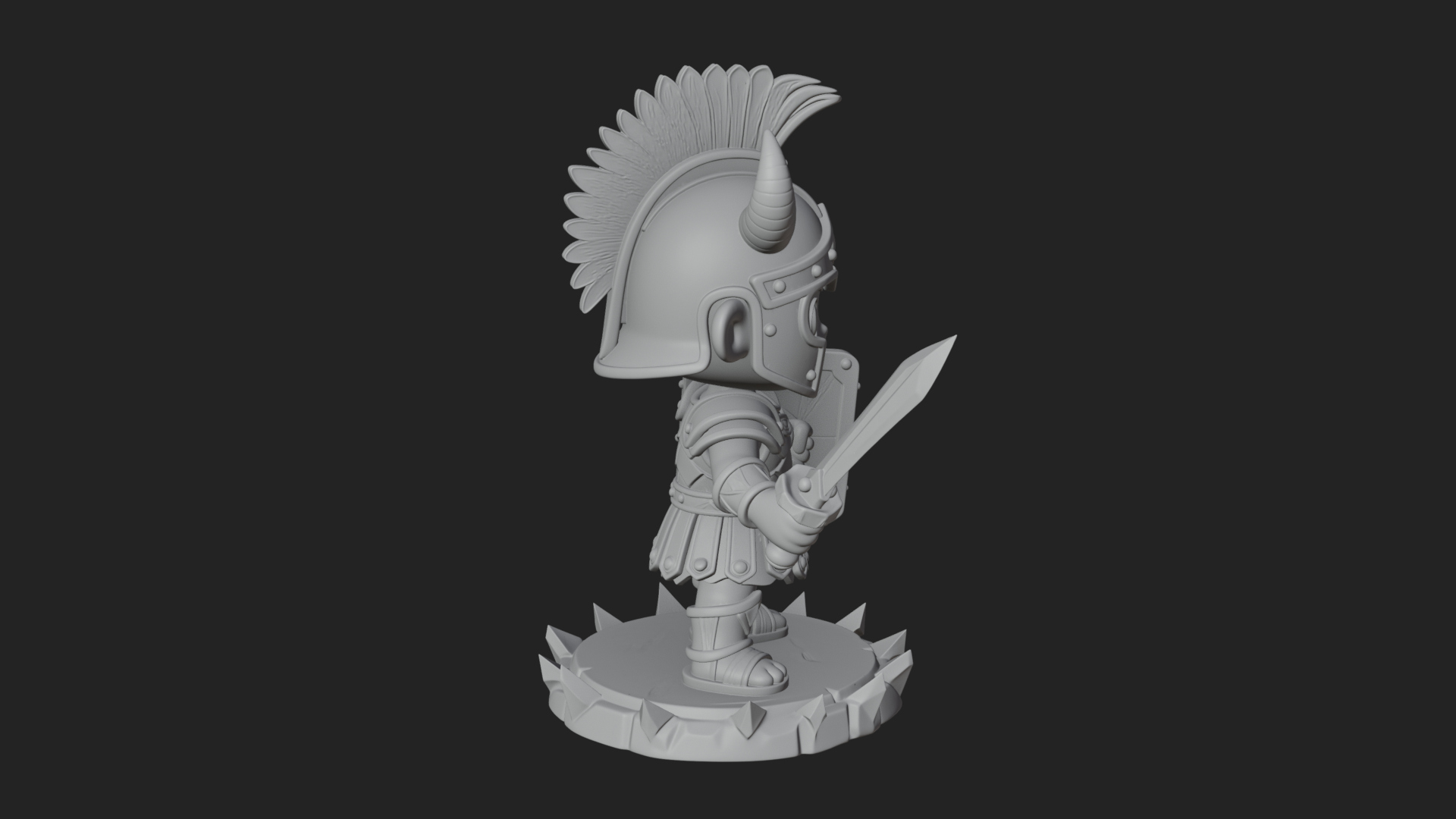 Chibi Crested Helm Soldier Statue Design 4 3D Print Model 3D Model