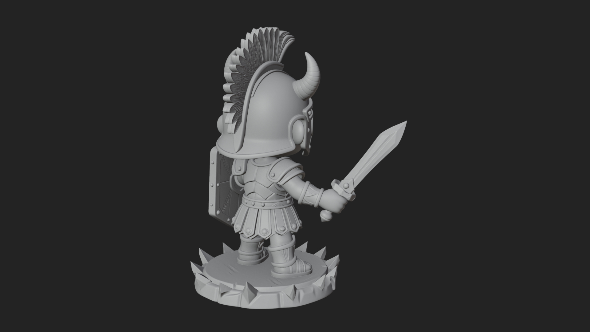 Chibi Crested Helm Soldier Statue Design 4 3D Print Model 3D Model