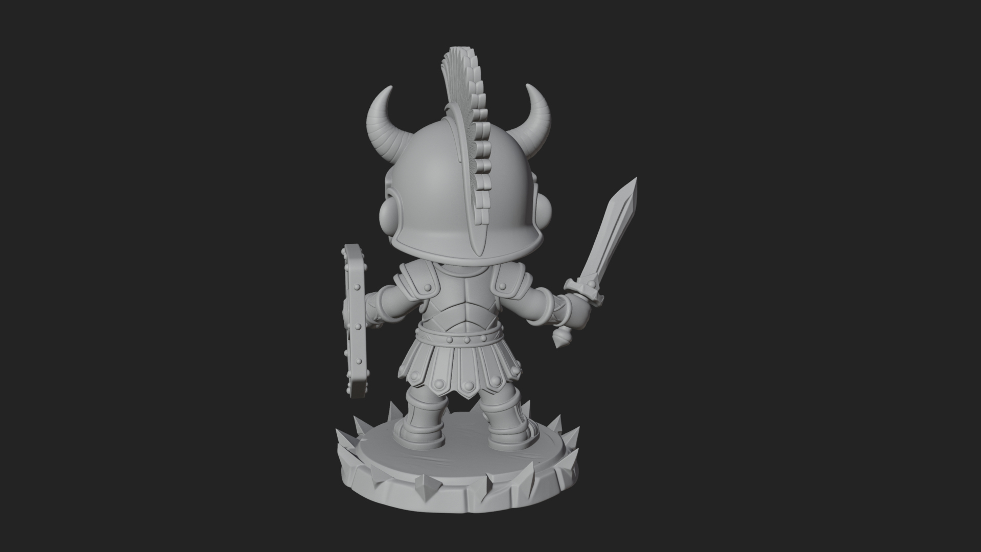 Chibi Crested Helm Soldier Statue Design 4 3D Print Model 3D Model