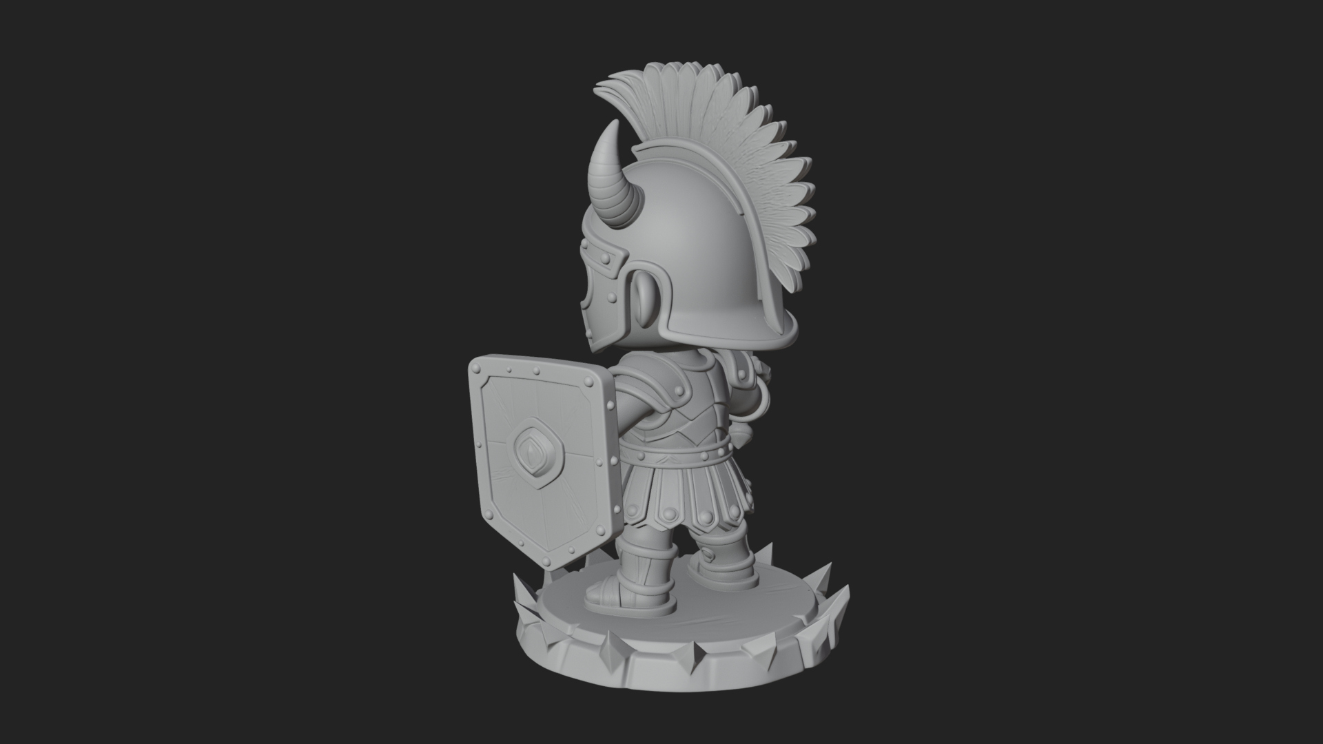 Chibi Crested Helm Soldier Statue Design 4 3D Print Model 3D Model