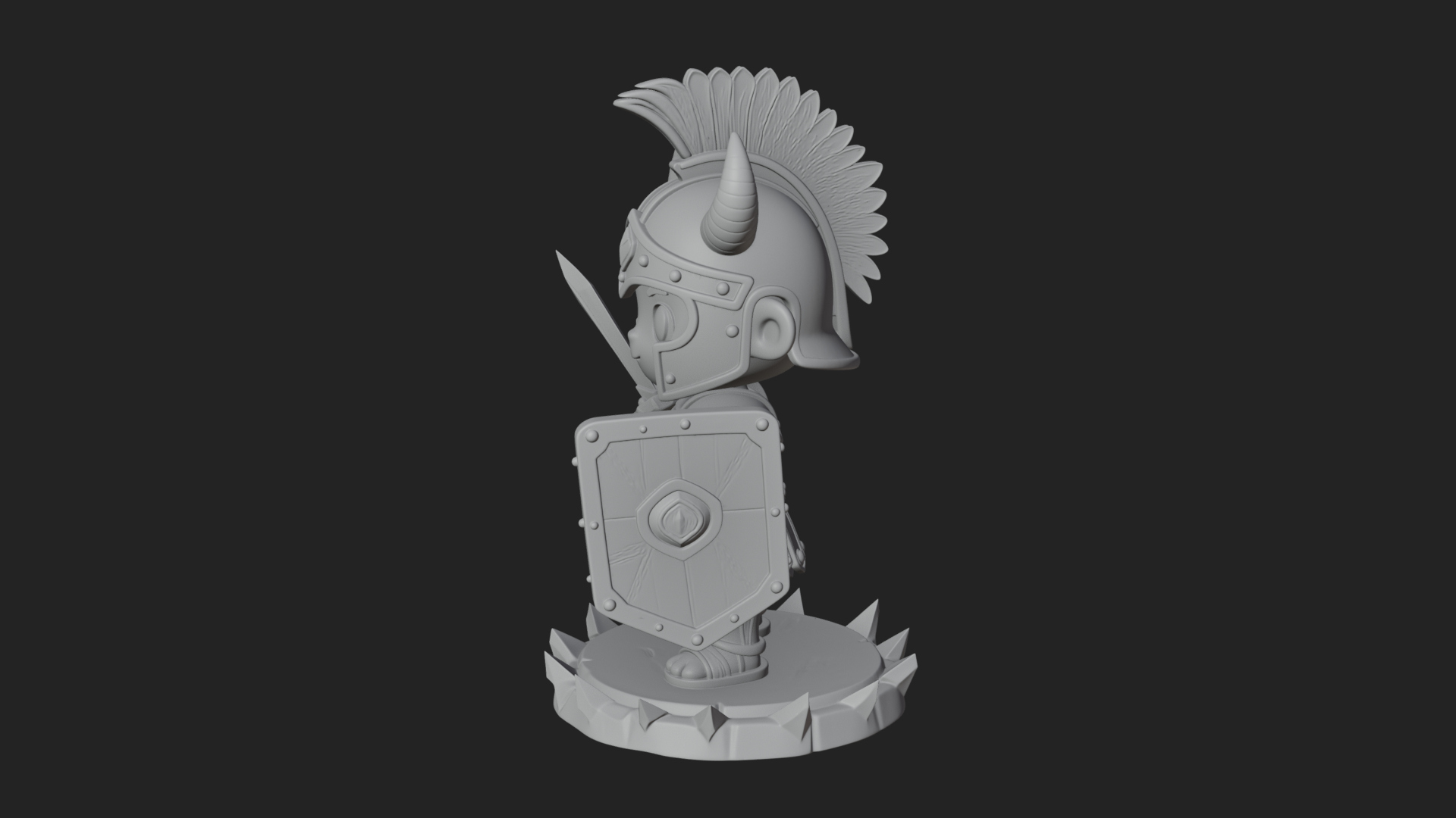 Chibi Crested Helm Soldier Statue Design 4 3D Print Model 3D Model