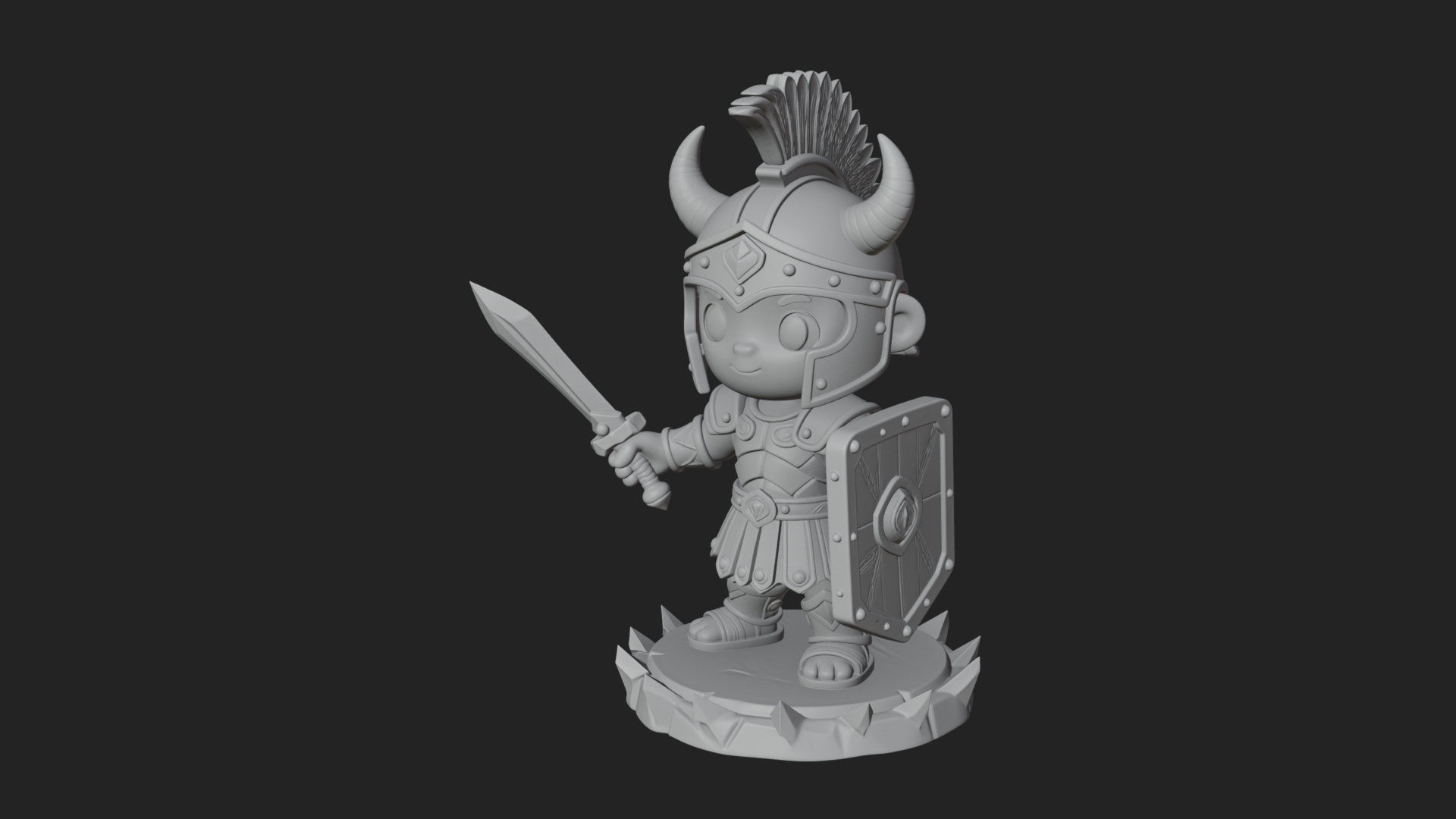 Chibi Crested Helm Soldier Statue Design 4 3D Print Model 3D Model