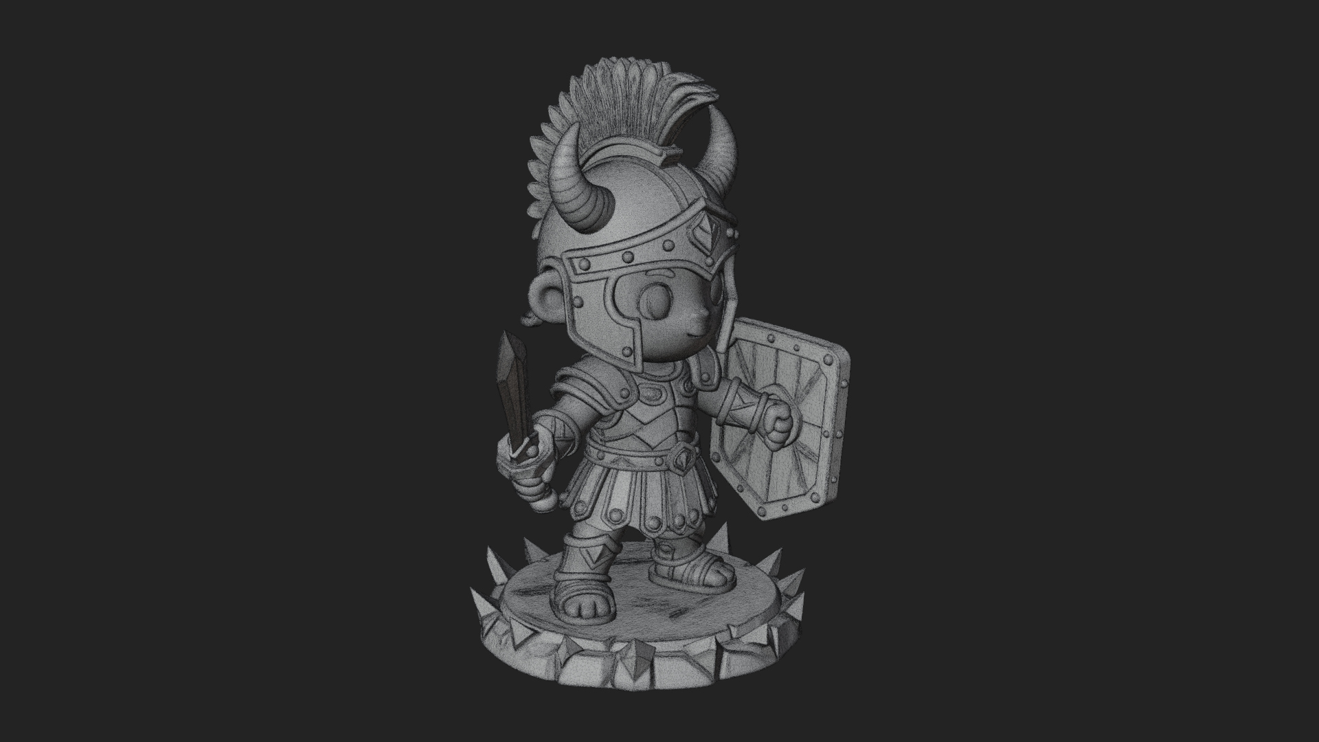 Chibi Crested Helm Soldier Statue Design 4 3D Print Model 3D Model