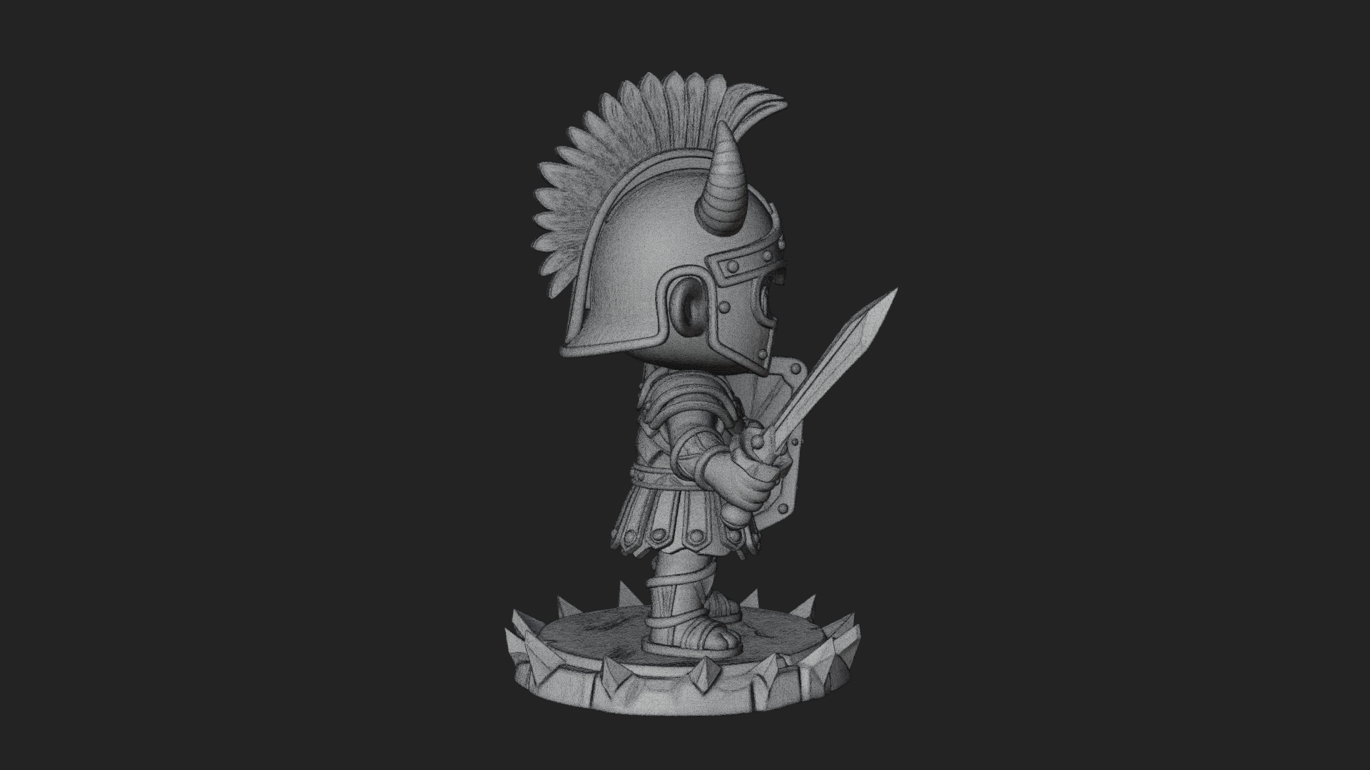 Chibi Crested Helm Soldier Statue Design 4 3D Print Model 3D Model