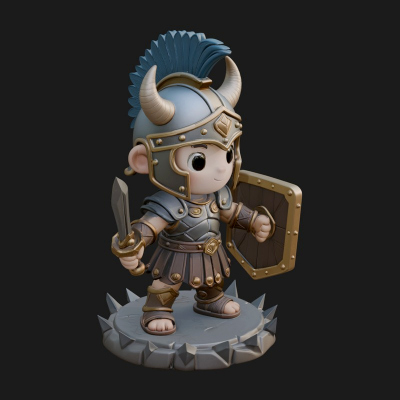 Chibi Crested Helm Soldier Statue Design 4 3D Print Model