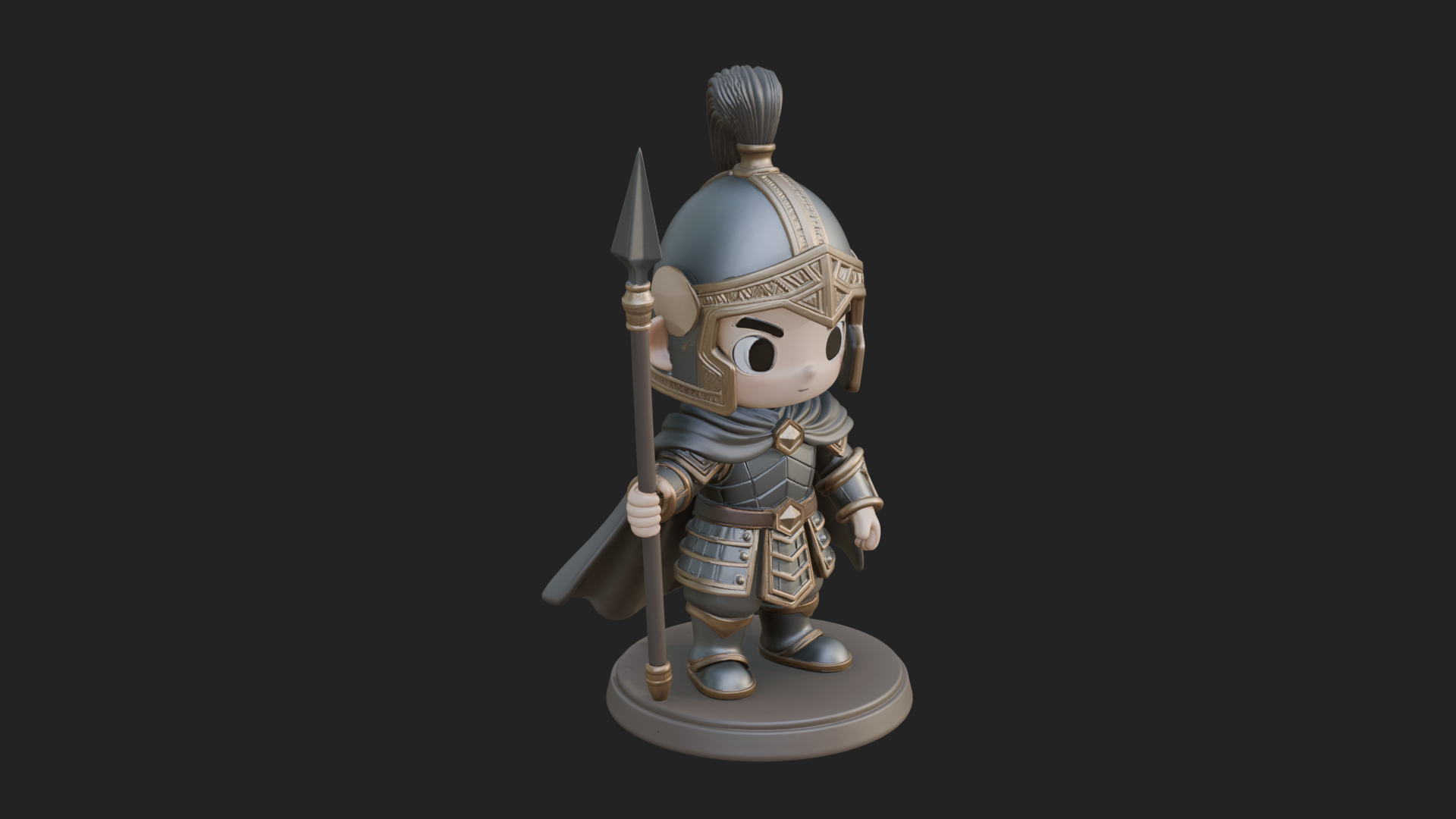 Chibi Crested Helm Soldier Statue Design 5 3D Print Model 3D Model