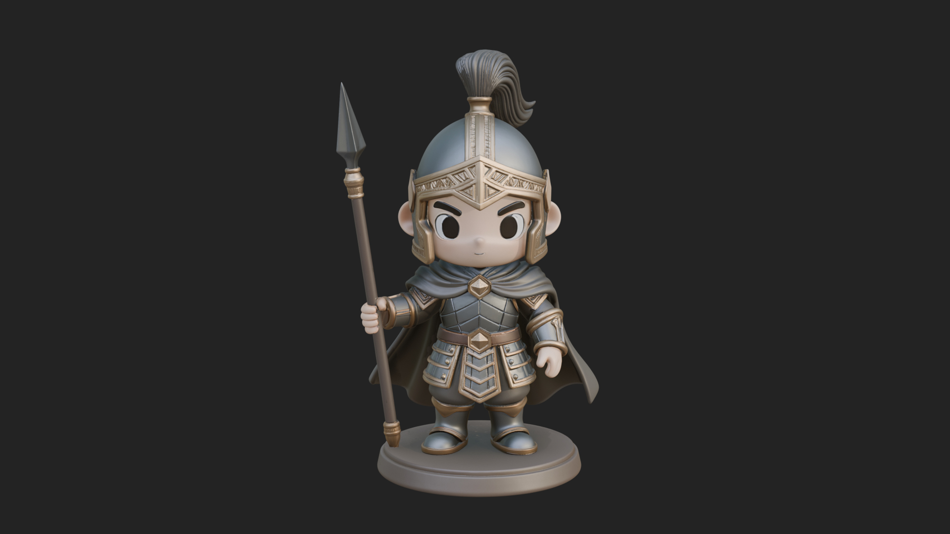 Chibi Crested Helm Soldier Statue Design 5 3D Print Model 3D Model