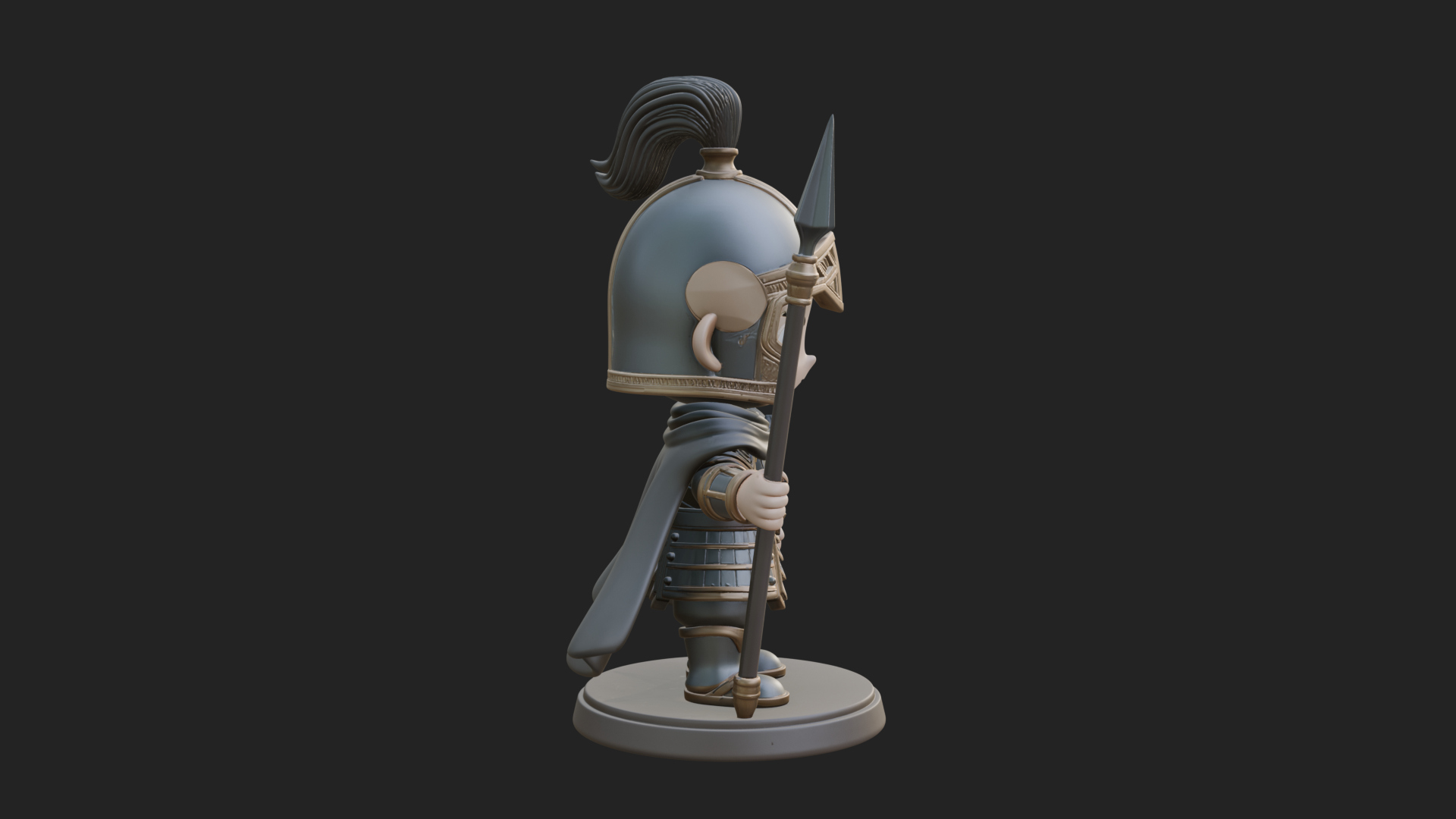 Chibi Crested Helm Soldier Statue Design 5 3D Print Model 3D Model