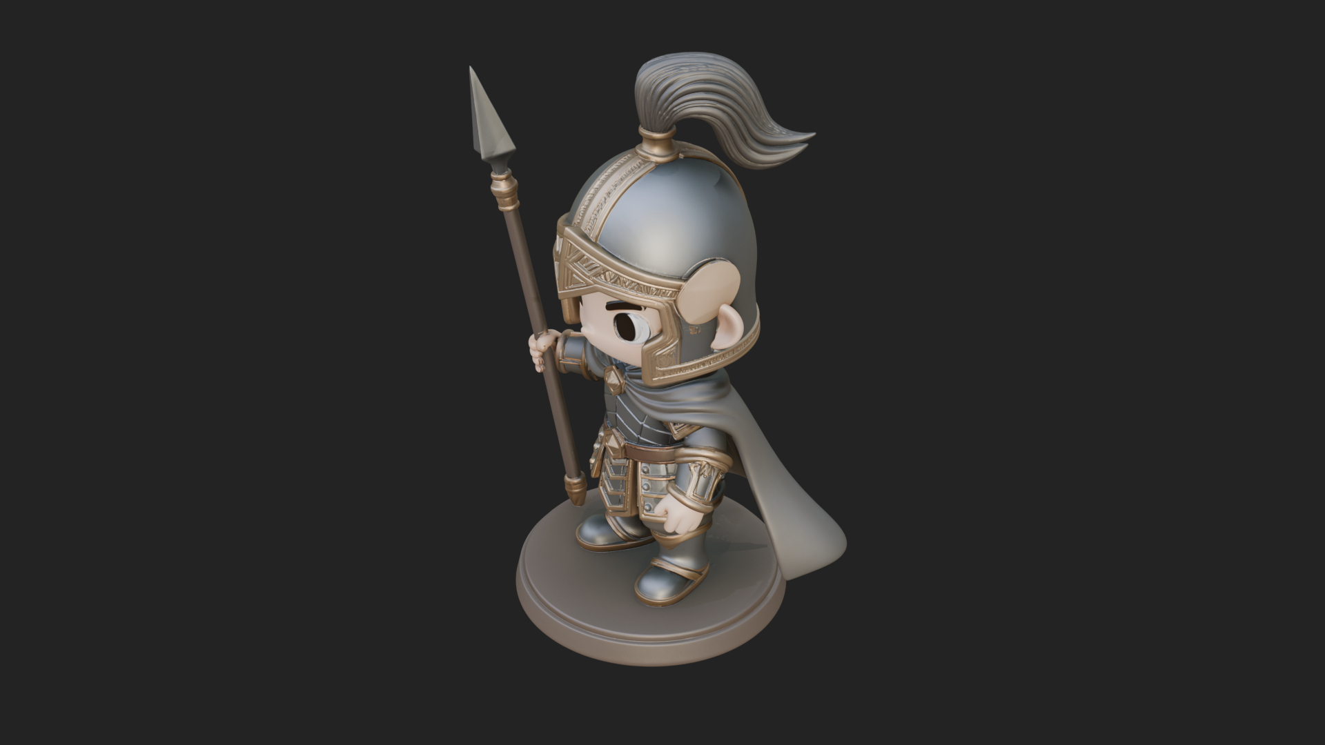 Chibi Crested Helm Soldier Statue Design 5 3D Print Model 3D Model