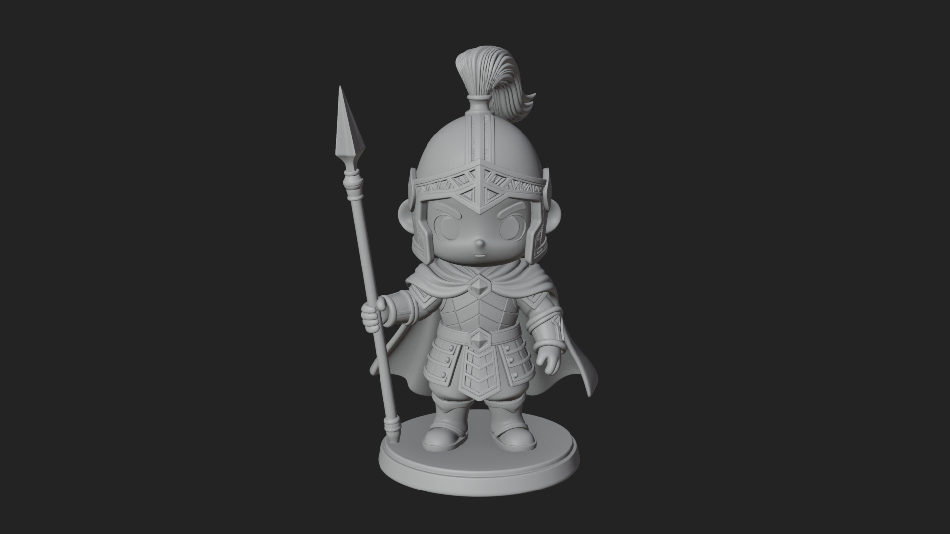 Chibi Crested Helm Soldier Statue Design 5 3D Print Model 3D Model