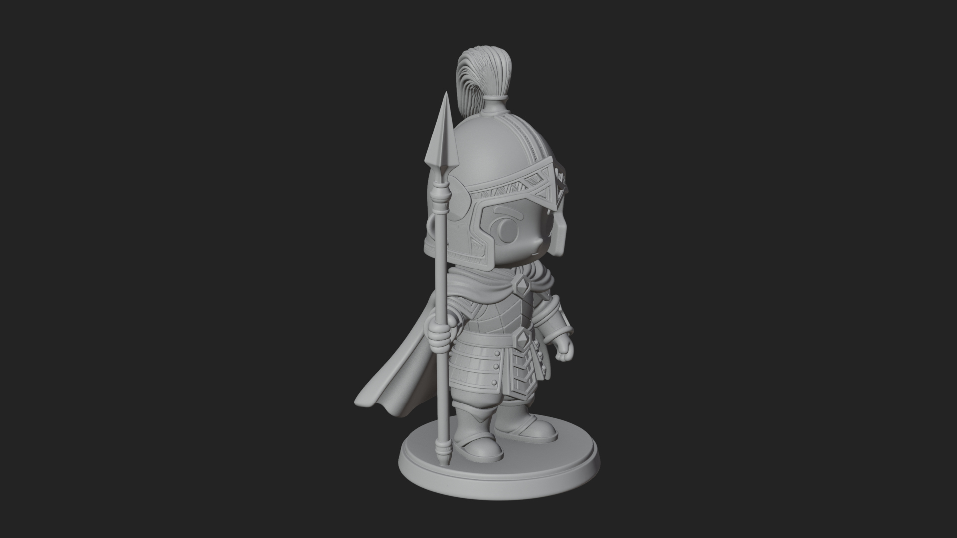 Chibi Crested Helm Soldier Statue Design 5 3D Print Model 3D Model