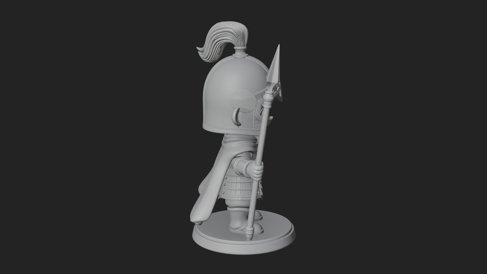 Chibi Crested Helm Soldier Statue Design 5 3D Print Model 3D Model