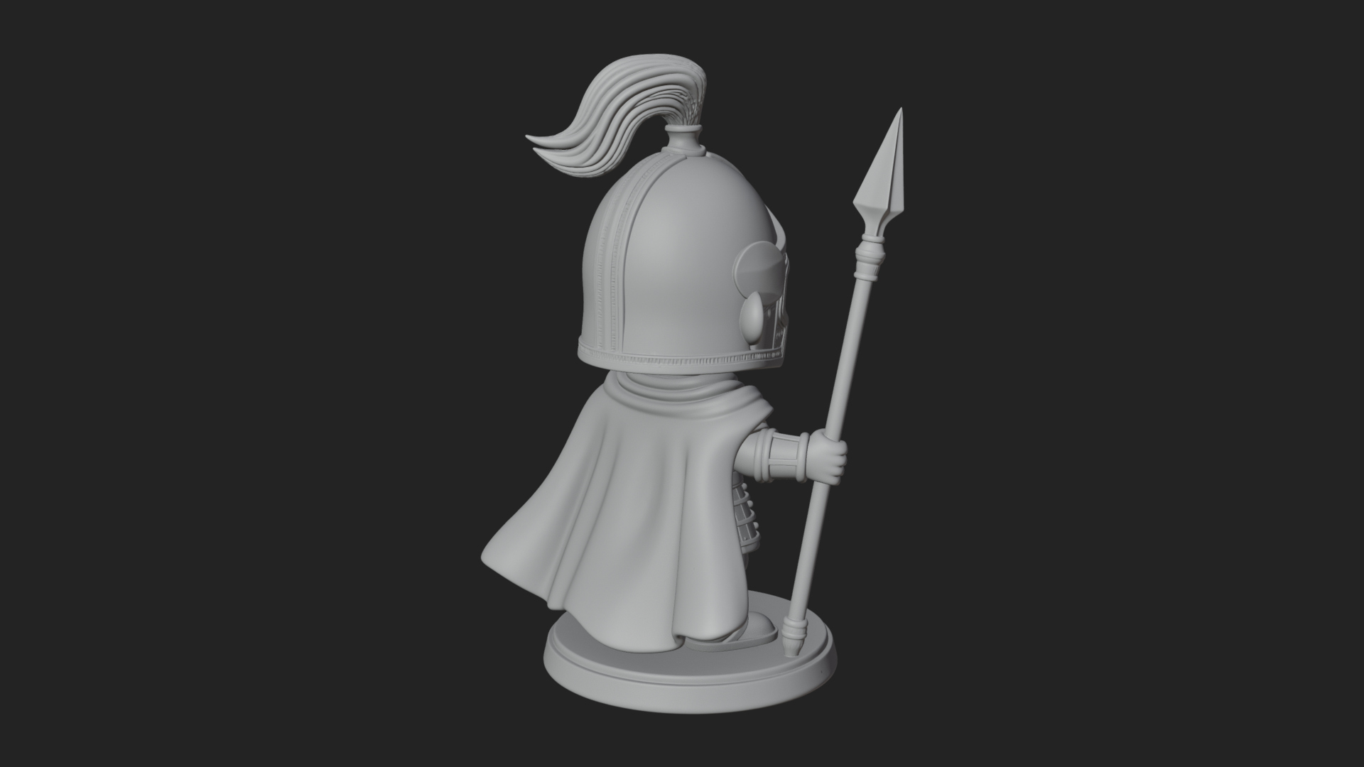 Chibi Crested Helm Soldier Statue Design 5 3D Print Model 3D Model